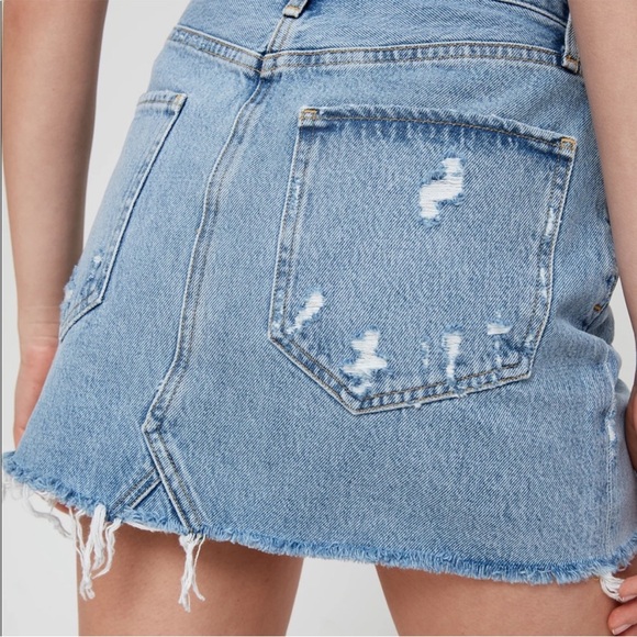 Agolde Blue Distressed Denim Skirt - Picture 3 of 10